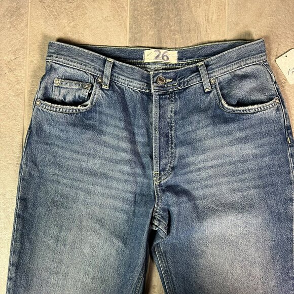 🟣🟣 FREE PEOPLE Size 26 Maggie Mid Rise Button Fly Straight Leg Denim Jeans - Picture 6 of 10